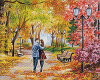 Гранни Алмазная мозаика на холсте 50х40см Осенний парк, скамейка, двое