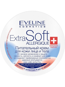 Eveline Extra soft Крем для кожи лица и тела питательный для чувствительной кожи, 200 мл