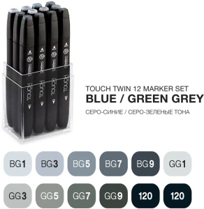 Touch Twin Набор маркеров 12цв Сине-зеленые тона 