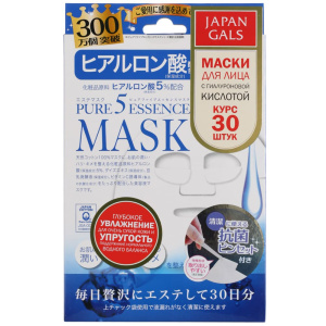 JAPAN GALS Pure 5 Essence Маска для лица с гиалуроновой кислотой, 30 шт