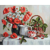 Гранни Алмазная мозаика на холсте 50х40см Маки и клубника