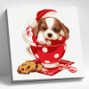 Molly Картина по номерам 20х20см Новогодний щенок