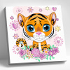 Molly Картина по номерам 20х20см Тигренок с цветами