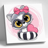 Molly Картина по номерам 20х20см Енотик с розовым бантом