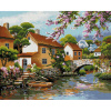 Белоснежка Алмазная мозаика на подрамнике 40х50см Деревенька у канала