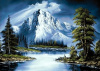 Гранни Алмазная мозаика на холсте 48х70см Горное озеро