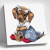 Molly Картина по номерам 20х20см Такса с корзинкой