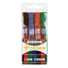 БЛОК Crown Набор перманентных маркеров Multi Marker 4цв пулевидный 3мм