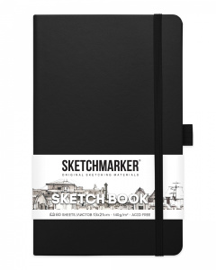 Sketchmarker Блокнот для зарисовок 13х21см 80л 140гр твердая обложка Черный