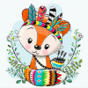Гранни Алмазная мозаика на холсте 20х20см Лисенок-индеец