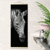 Molly Картина по номерам 35х88см Панно Зебра на черном фоне