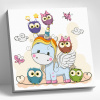 Molly Картина по номерам 20х20см Единорожек с совятами