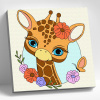 Molly Картина по номерам 20х20см Жирафик с цветами